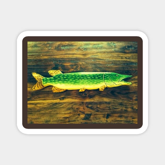 Northern Pike decoy Magnet by Matt Starr Fine Art