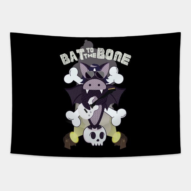 Bat to the bone rockstar Tapestry by GiveMeThatPencil