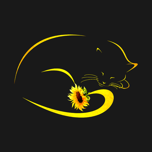 Sleeping Cat You Are My Sunshine Sunflower by Gearlds Leonia