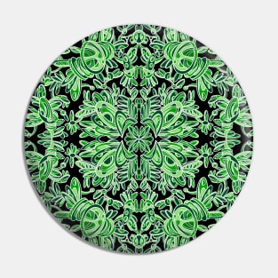 A symmetrical curvy lined design in green coloring Pin