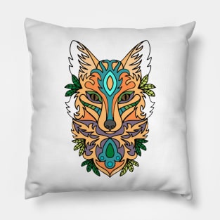 Wolf mandala art Pillow