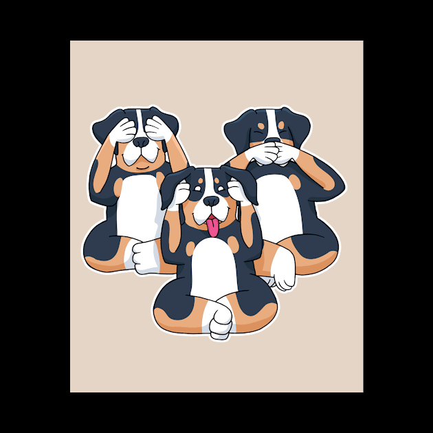 Three Cute Puppies Dogs Doglover by OfCA Design