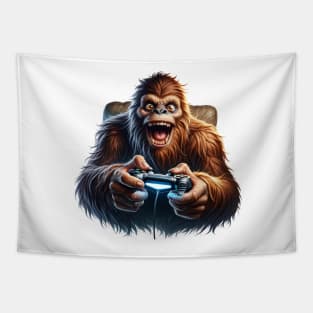 Sasquatch Gamer | Bigfoot Playing Video Games Tapestry