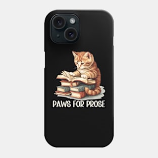 Funny Cat Reading a Book Gift for Cat Lovers and Book Readers Phone Case