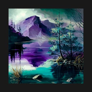 Purple and Blue Mountain Lake Reflections T-Shirt