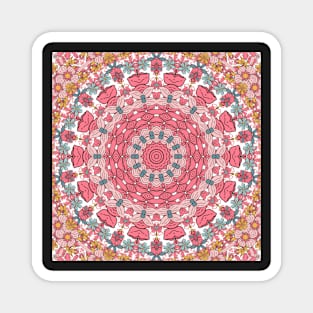 Flower and Hearts valentines and spring Kaleidoscope pattern (Seamless) 13 Magnet