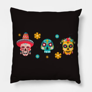 Dia de los muertes skull pattern. Mexican Day of the Dead. Pillow