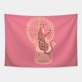 Pink Leopard big cat Tapestry