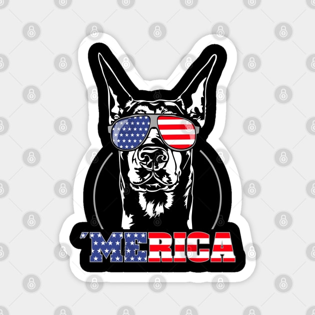 Proud Doberman Pinscher American Flag Merica Magnet by wilsigns