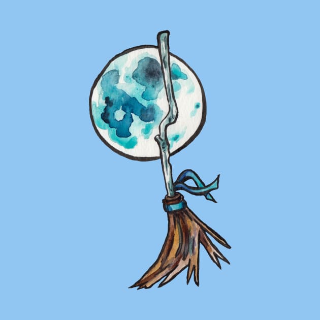 Blue Moon Witch's Broom by JenTheTracy