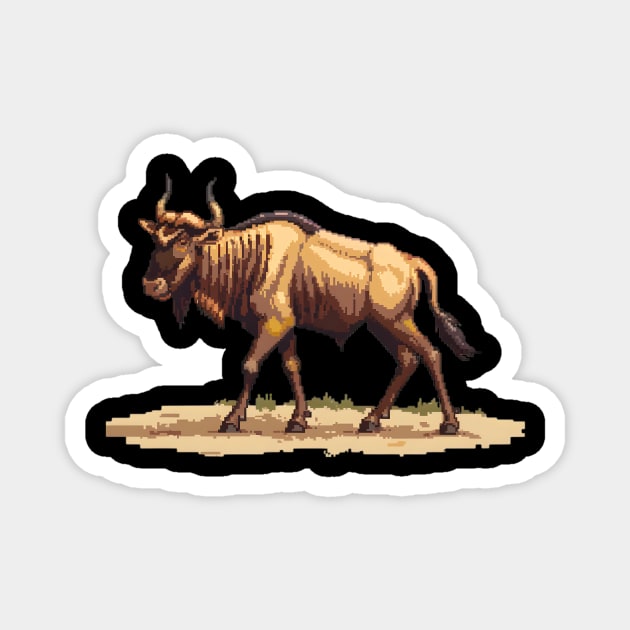 Pixel Wildebeest Magnet by Animal Sphere