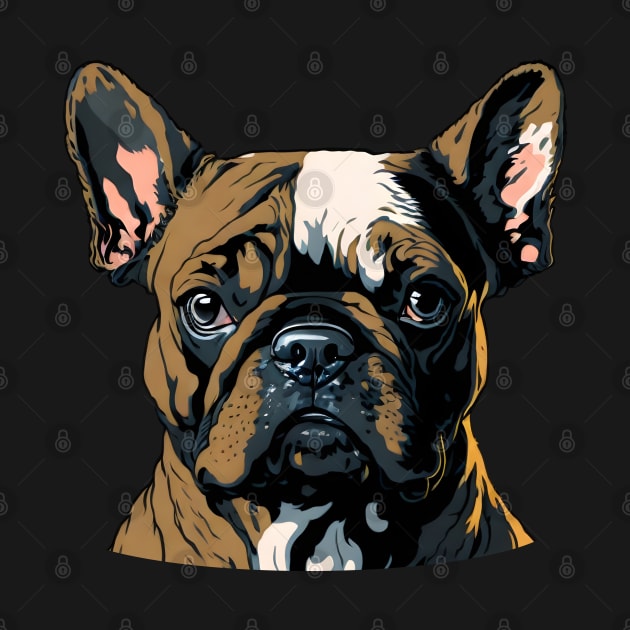 Brown and White French Bulldog Face by CandyApparel