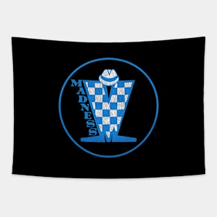 Madness Vintage Plastisol Texture Checkerboard Blue & White Tapestry