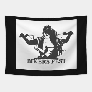 Bikers Fest Emblem Tapestry