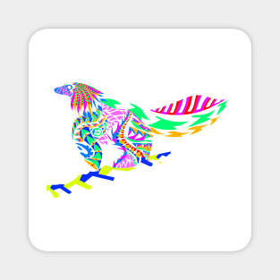 the bird dinosaur in floral ecopop tribal art Magnet