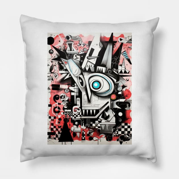 Cartoon Aardvark Graffiti #3 Pillow by Chromatic Fusion Studio