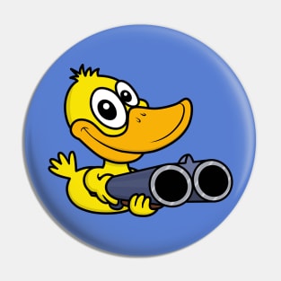 Cool yellow duck with a gun is hunting you Pin