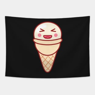 Laughing Ice Cream Emoji Minimal Tapestry