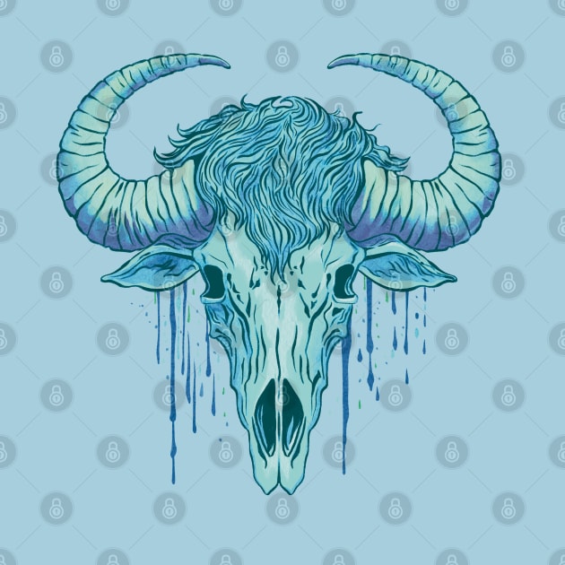 Buffalo skull art by Ange art