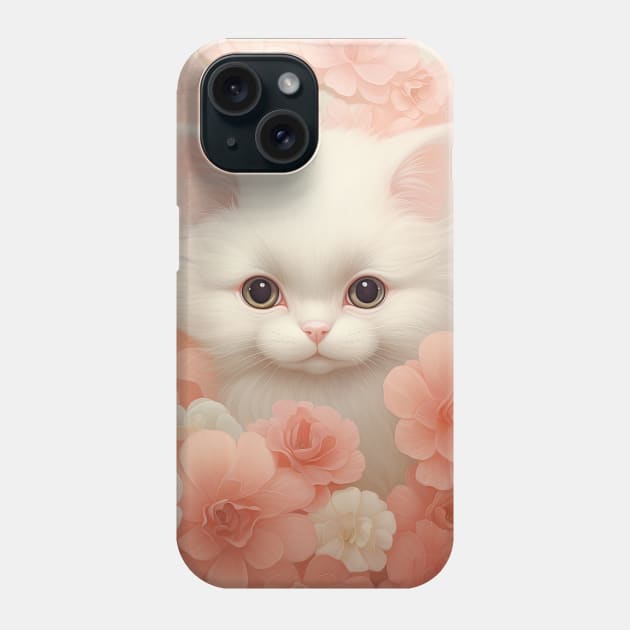 Cute Floral Kitten Phone Case by Mota