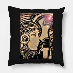 art deco sci fi ,Jacqueline Mcculloch Pillow