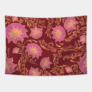 flower pattern red pink gold golden yellow orange aesthetic Tapestry