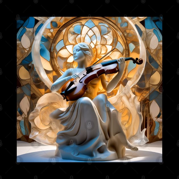 A Sculpture Of A Woman Playing The Violin by Musical Art By Andrew