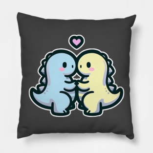 Dinosaur Couple Pastel Pillow