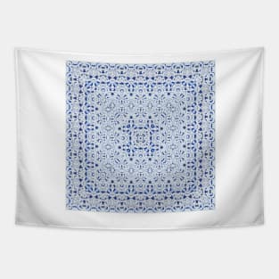 Blue square arabic ornate pattern Tapestry