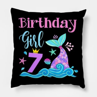 Kids Mermaid Girls 7Th Birthday 7 Years Old Mermazing Party Pillow