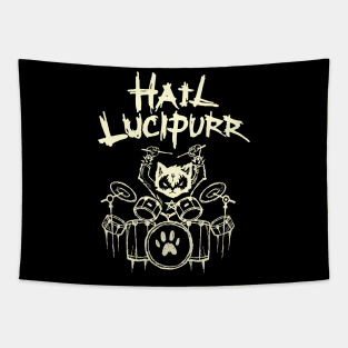 Hail Lucipurr Heavy Metal Satan Drums Playing Cat Drummer Tapestry