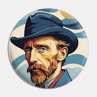 Van Gogh's Starry Vision: Portrait Illustration Pin