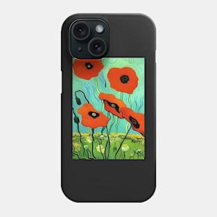 POPPIES LIGHT BLUE SKY VAN GOGH STYLE Phone Case