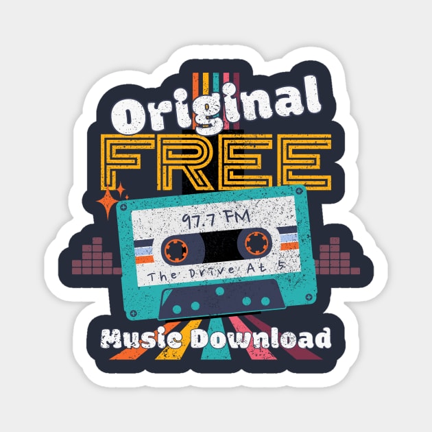 "Original Free Music Download" 80s Cassette Tape Tee Magnet by Christmas Clatter