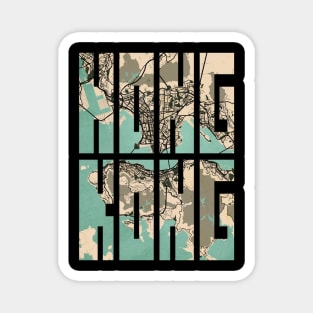 Hong Kong City Map Typography - Vintage Magnet