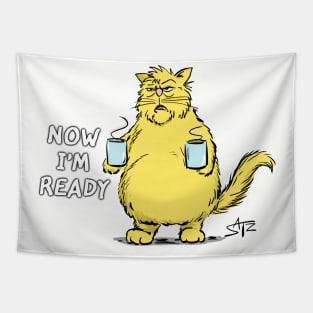 Funny Isaac Catz Cat Coffee cartoon Tapestry