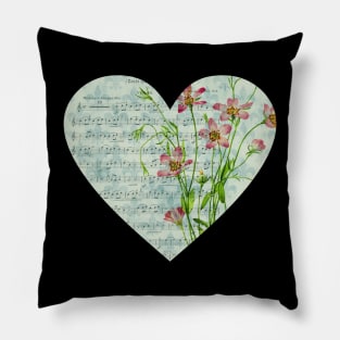 Floral Sheet Music - Heart Pillow