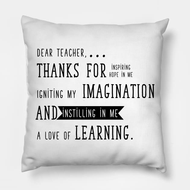 Teacher Thank you for everything Pillow by thewishdesigns