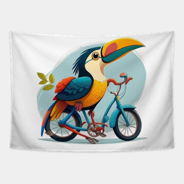 bicycle bird Tapestry by ToucanVooDoo