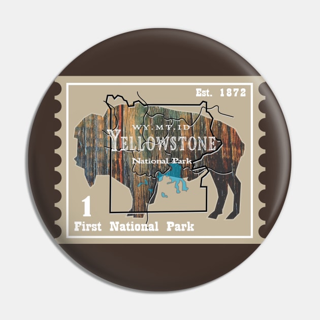 Yellowstone Stamp Pin by Northofthepines