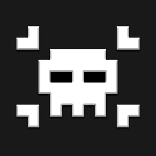 8-bit Retro Gamer Skull and Crossbones w Slight Bevel T-Shirt