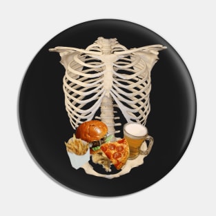 1980s funny halloween Fast Food in Human Skeleton Pin