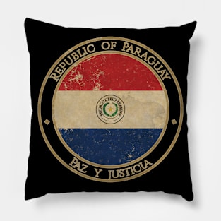 Vintage Republic of Paraguay USA South America United States Flag Pillow