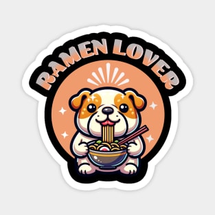 Cute Bulldog Eating Ramen Magnet