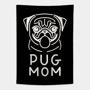 Pug Mom - Lineart Drawing for black Tapestry