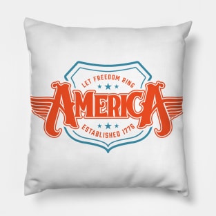 America - Shield Design (Full Color) Pillow