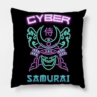 Neon punk: cyber samurai Pillow