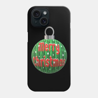 Christmas Tree Ornament with Merry Christmas, Falling Snow, and Red and White Letters Phone Case