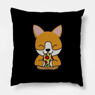 Cute shiba inu Dog Eating Pizza Pillow