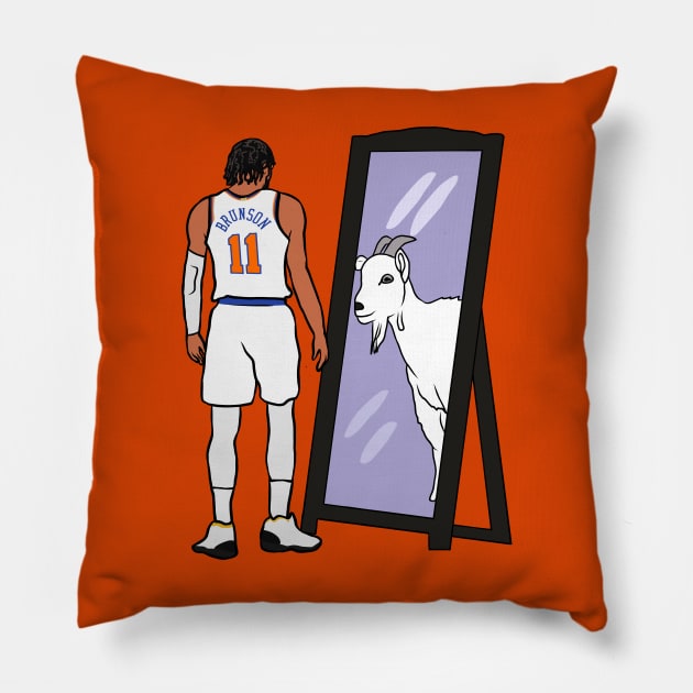 Jalen Brunson Mirror GOAT Pillow by rattraptees